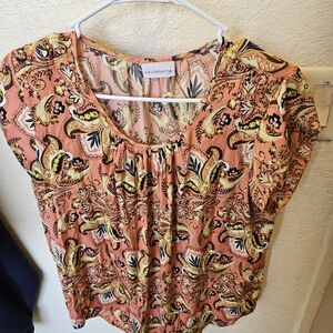 Liz Claiborne Women's Paisley Top - Multicolor Size M buttom On Sleeves
